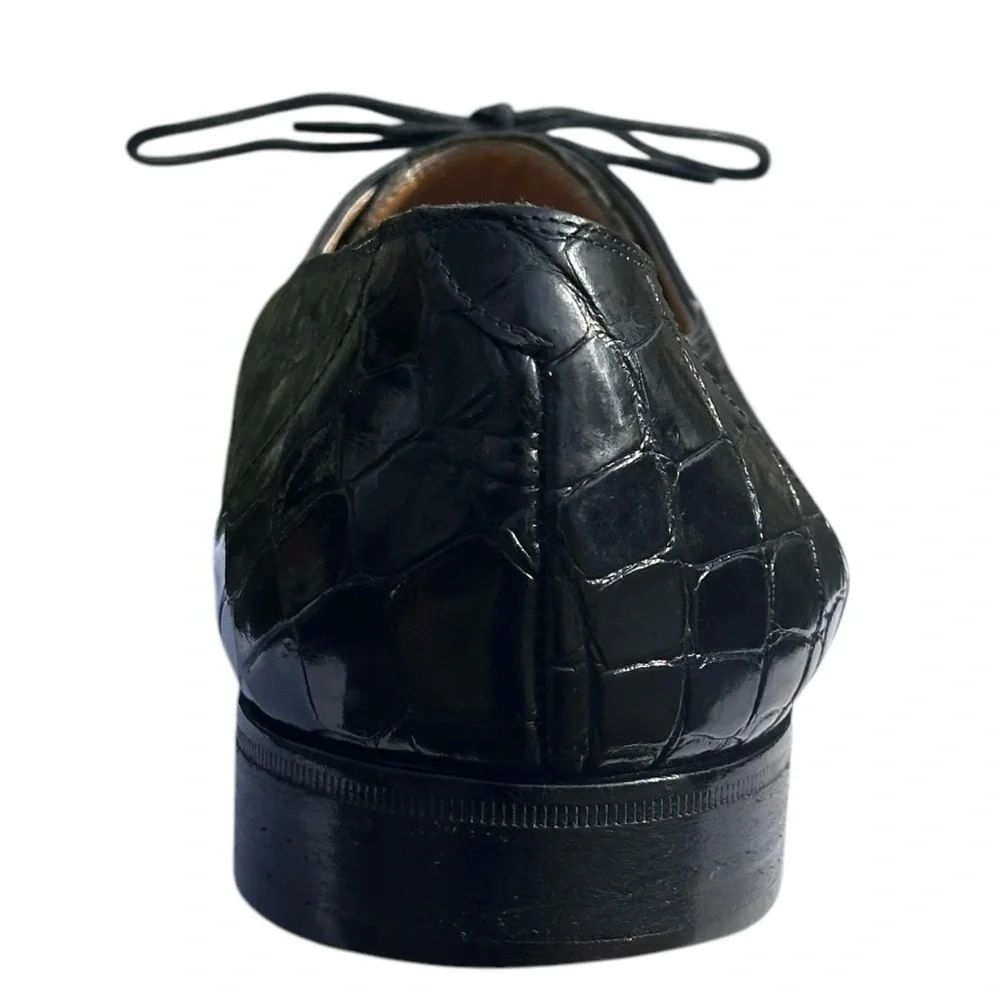 Mauri Alligator Leather Derby Shoes Lace Up Black US 11 1/2 11.5 Medium Vintage